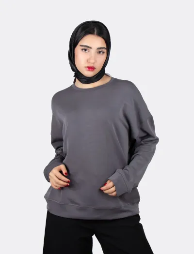 بلوز زنانه ساده آستین بلند نخی