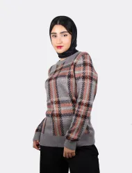 پلیور زنانه چهارخانه کلاسیک
