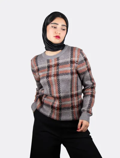 پلیور زنانه چهارخانه کلاسیک