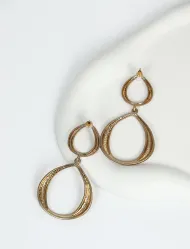 گوشواره زنانه آویز اشکی طلایی