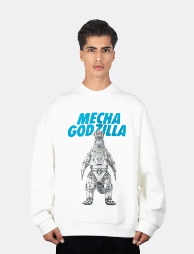 پلیور سفید مردانه گرافیکی طرح Mecha Godzilla