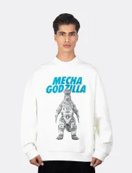 پلیور سفید مردانه گرافیکی طرح Mecha Godzilla