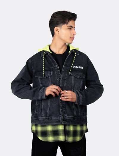 کت جین مردانه کلاهدار اسپرت