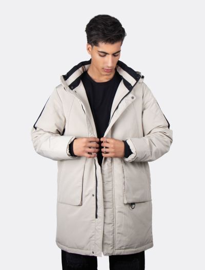 کاپشن بلند کلاهدار مردانه N560