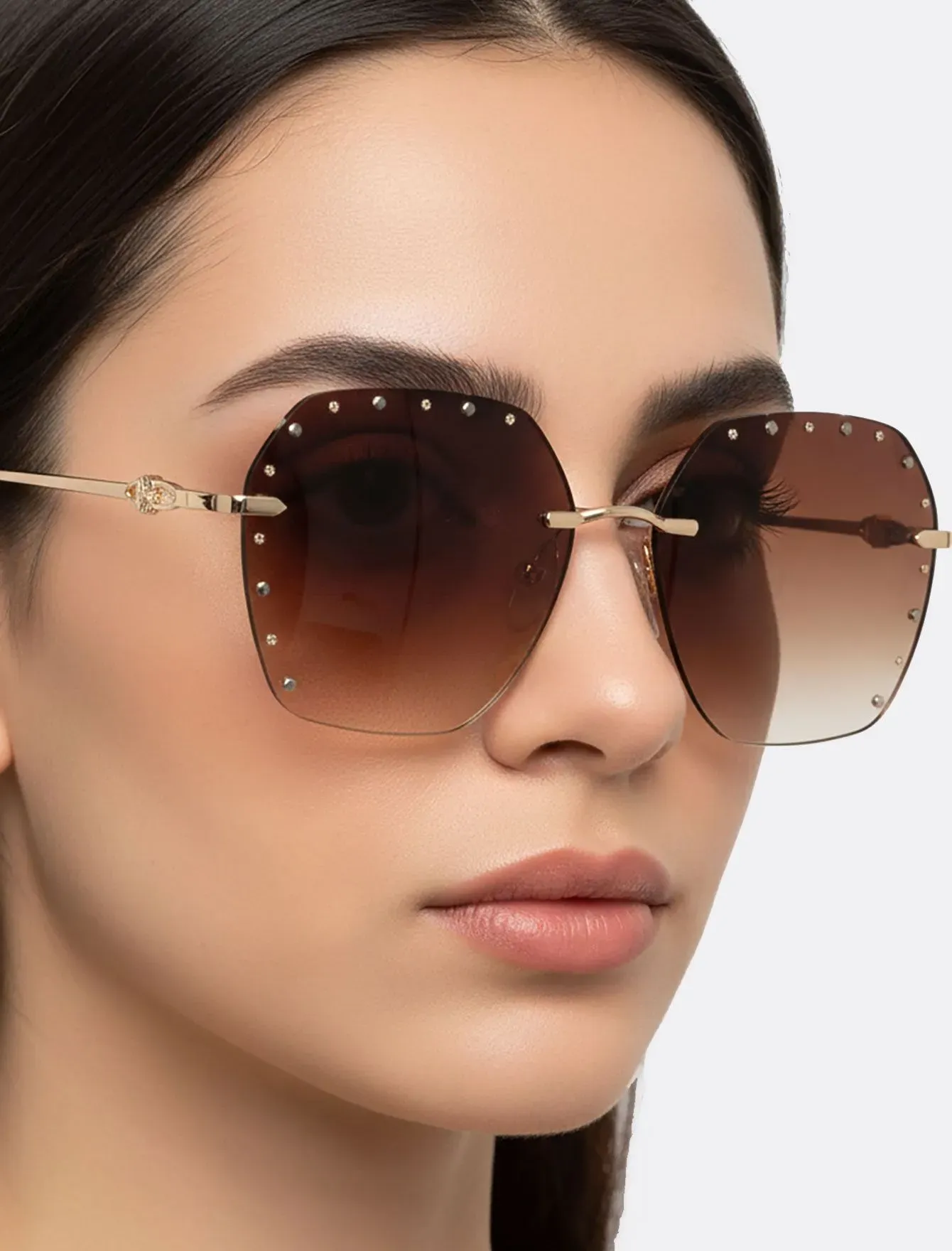 عینک آفتابی زنانه فریم نگین دار