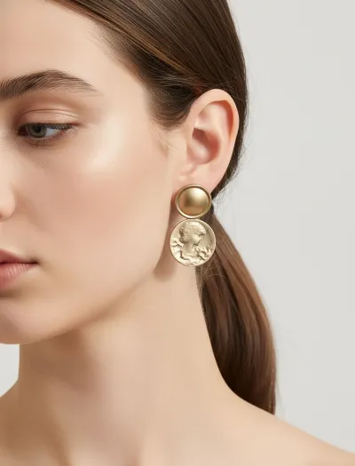 گوشواره زنانه سکه‌ ای وینتیج