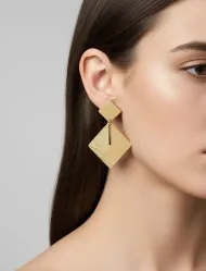 گوشواره زنانه مینیمال پلاک لوزی