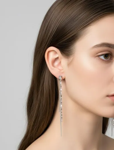 گوشواره آویز زنجیری زنانه چندلایه