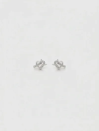 گوشواره طرح قلب گره‌ای زنانه نگین‌ دار