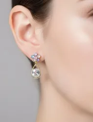 گوشواره زنانه اشکی با سنگ های درخشان